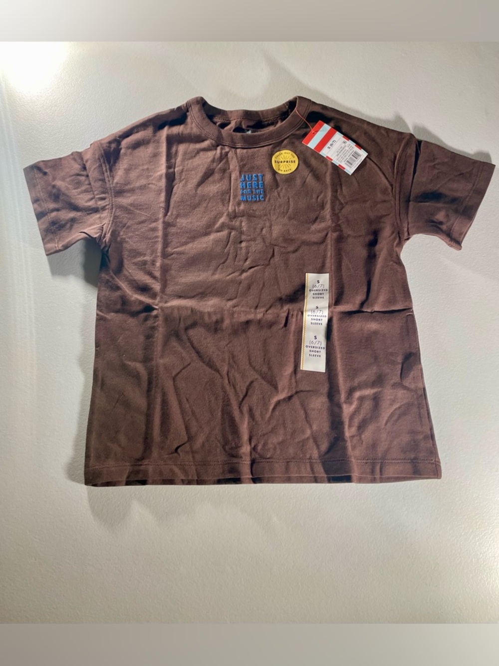 NWT Cat & Jack Oversized Brown Graphic T-Shirt Music Small 6/7 Boys Casual Wear